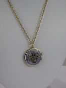 A Fine Lady's Edwardian 14 ct Yellow Gold Guilloche Enamel and Diamond Mourning Pendant, the lilac
