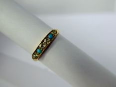 An Antique Lady's 18 ct Diamond and Turquoise Ring, turquoise 2 x 2 mm, 35 - 40 pts old cut dias,