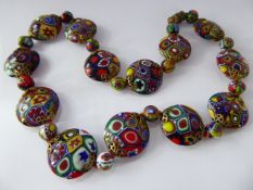 A Lady's Vintage Murano Glass Beaded Necklace, having disc form beads, approx 41 cms.