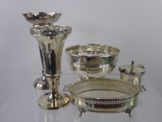 A Silver Bowl, Birmingham hallmark George V dd 1911, mm rubbed, together with an oval butter dish,