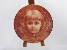 A Hand Painted Cabinet Plate, depicting a little girl, artist B.Truman.