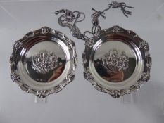 Two Solid Silver Pin Dishes, depicting Iris Birmingham hallmark, dated 1904, together with a