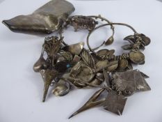 A Miscellaneous Collection of Antique and Other Silver, including coin bracelet, brooches,