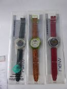 A Quantity of Swiss Made Automatic Swatch Watches, including Earth Summit, in the original boxes.