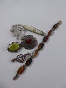 A Collection of Miscellaneous Jewellery, including silver Celtic brooch, silver and agate