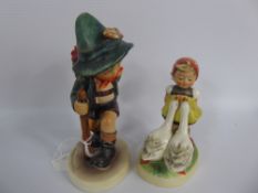 Goebel West German Figurines, including a mountaineer and a girl and her geese. (af)