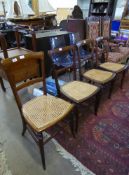 Four Miscellaneous Kitchen Chairs, all with rush seating.