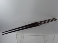 A Pair of 18th/19th Century Rosewood Ribbon Threaders, for wig making, approx 54 cms