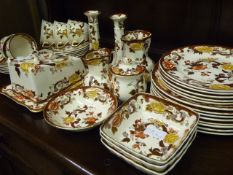 A Miscellaneous Collection of Mason's 'Brown Velvet' Porcelain, including eight dinner plates,