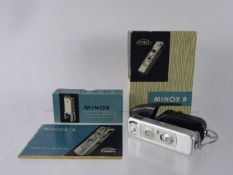 A Minox B Ultra Miniature Camera, with built in coupled exposure meter, black and white film and