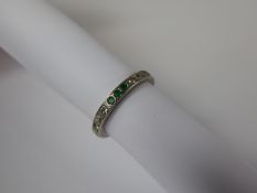 A Lady's Platinum Diamond and Emerald Full Eternity Ring, 12 x old cut dias, approx 24 pts, 12 x 1.8