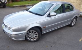 A 2001 Silver Jaguar X-Type V6 Four Door Saloon. The vehicle having a 2495 cc petrol engine and