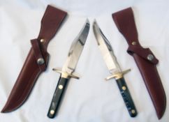 A Pair of Bowie Knives by STUD of London, hand made in England by Master Cutler Keith Moorby