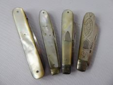 A Miscellaneous Collection of Vintage Mother of Pearl and Bone Handle Pen Knives. (14)