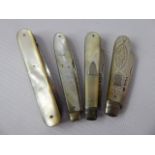 A Miscellaneous Collection of Vintage Mother of Pearl and Bone Handle Pen Knives. (14)