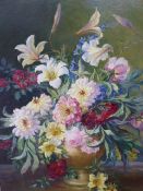 Original Oil on Canvas, Floral Still Life, signed and dated lower left (indistinct) approx 73 x 99