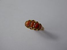 A Lady's 9 ct Gold Vintage Coral Ring, size P, together with a yellow gold single stone turquoise