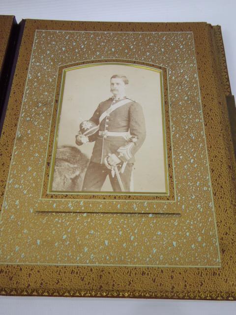 A Beautifully Worked Leather Bound Victorian Photograph Album, with many photographs of various - Image 13 of 30