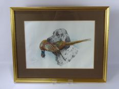 Boris Riab 1898 - 1975, two hand coloured engravings depicting an Irish Setter carrying a woodcock