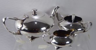 Dixon's Art Nouveau Silver Plate Tea Pot Trio, including tea pot, twin handled sugar bowl, milk