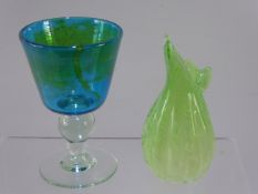 A Mdina Glass, together with another vaseline style vase.