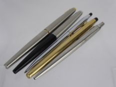 A Miscellaneous Collection of Pens, including two Parker Fountain pens, Cross Fountain pen, Parker