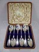 A Boxed Set of Silver Tea Spoons, Victorian, London hallmark, dated 1877, mm GA.