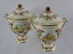 A Pair of Coalbrookdale by Coalport Hand Painted Limited Edition Silver Jubilee Commemorative Lidded