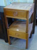 Two Oriental Rosewood Bedside Tables, the drawers having single drawers, approx 46 x 46 x 46 cms. (