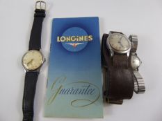 A Vintage Longines Watch nr 7633542 dated 1949, together with a vintage gentleman's Omega on the