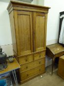 A Vintage Pitch Pine Linen Cupboard, the cupboard having three shelves with two short and two long