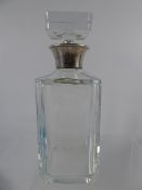 A Silver Collared Commemorative Cut Glass Decanter.