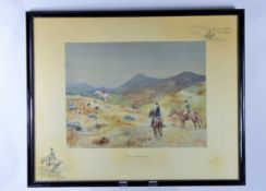 Captain J D Guille (20th Century), watercolour entitled 'The Dartmoor a hunt from Leather Tor',