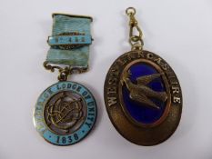 A Solid Silver and Blue Enamel West Lancashire Masonic Jewel, together with another Frederic Lodge