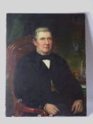 A Late 19th Century Oil on Canvas, depicting a Victorian gentleman, approx 70 x 93 cms, unframed.