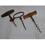 A Collection of Miscellaneous Items, including three vintage cork screws and a vintage oak cutlery