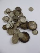 A Miscellaneous Collection of Pre 1920 Solid Silver Three Pence Pieces, total approx wt 70 gms,