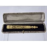 An Antique Bone Dip Pen, which unscrews to reveal a nib in the pen body. Pierced decoration and