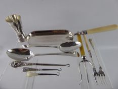 A Collection of Miscellaneous Silver and Silver Plate, including two Georgian serving spoons, London