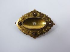 A Victorian 14 ct Gold and Old Cut Diamond Mourning Brooch, approx 9.6 gms.