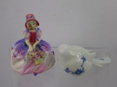 A Collection of Royal Doulton 'Monica' rd 762875 (af), and Copenhagen 'Robin' figurines. (4)