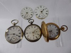 Miscellaneous Gentleman's Pocket Watches, including a solid silver open face pocket watch by