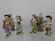 A Collection of 19th Century Sitzendorf Figurines, including musicians, harvesters, flower and grave