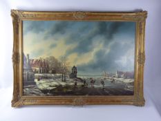 G. Schroter Dutch, 20th Century Oil on Canvas, depicting figure skaters, signed lower right,