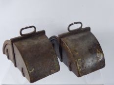 A Pair of 18th Century Cast Iron Boot Stirrups, together with cast iron horse bit, believed to be of