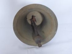 An Antique Brass Outdoor Bell, approx 25 cms dia x 26 cms high, together with a cast iron wall