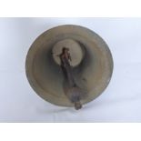 An Antique Brass Outdoor Bell, approx 25 cms dia x 26 cms high, together with a cast iron wall