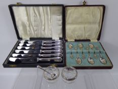 A Quantity of Silver, including a pair of original salts, Birmingham hallmark dd 1910, six silver