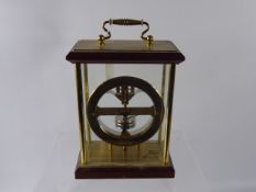 A Huger Meteobar Table Barometer, teak, glass and brass case, approx 27 x 17 cms with brass carry