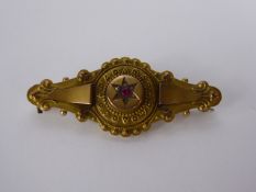 An Edwardian 9 ct Gold Red and White Stone Mourning Brooch, approx 2.9 gms.